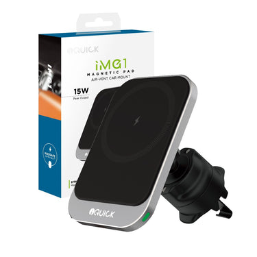 iQuick iMG1 Magnetic Wireless Charging Pad Air vent Car Mount 15W - Black (Magsafe Compatible)
